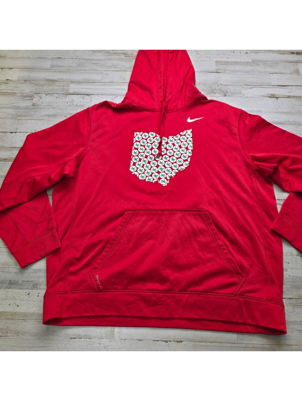 Nike Ohio State Buckeyes Therma-FIT Hoodie Men's XXL Red AOP Map Sweatshirt